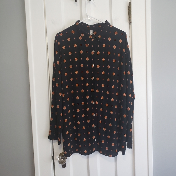 Intimately Free People Oversized Paisley Button Down Tunic Shirt - Picture 2 of 7